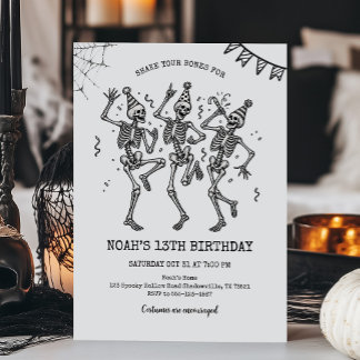 Invitation Dancing Skeletons Anniversaire Halloween