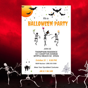 Invitation Dancing Skeletons Cocktail Halloween Party