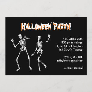 Invitation Dancing Skeletons Halloween Costume Party Invitati