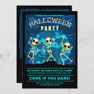 Invitation Dancing Skeletons Halloween Party