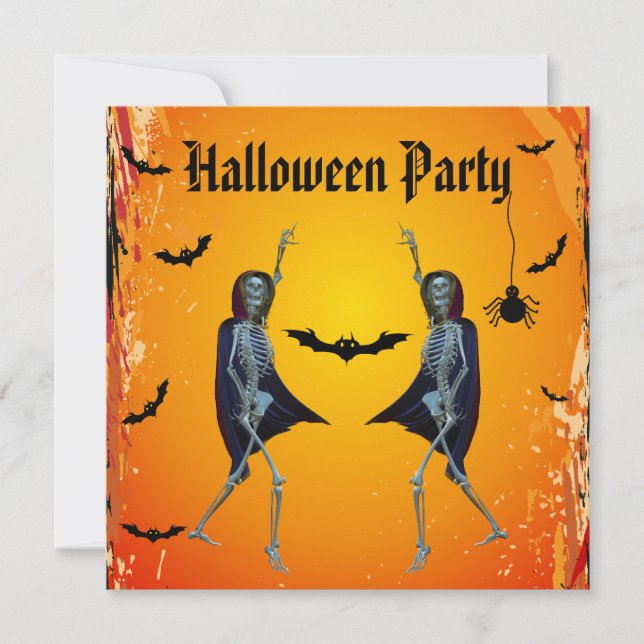 Invitation Dancing Skeletons Halloween Party (Devant)