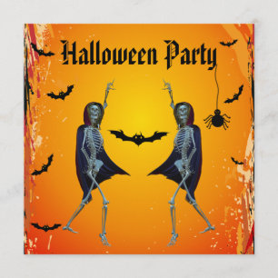 Invitation Dancing Skeletons Halloween Party