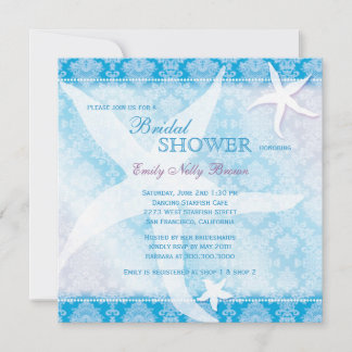 Invitation Dancing Starfish Ocean Blue Summer Fête des mariée