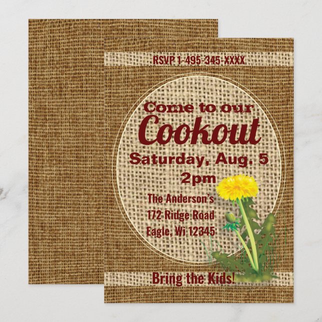 Invitation Dandelion (Devant / Derrière)