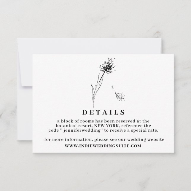 Invitation Dandelion Flower Boho Clear Détails du Mariage (Devant)