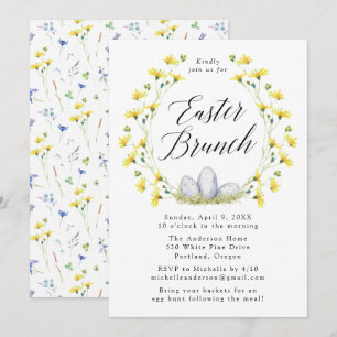 Invitation Dandelion jaune Brunch de Pâques