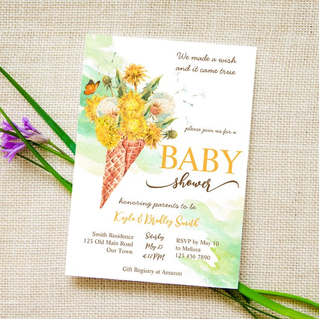 Invitation Dandelion souhaite baby shower (Créateur téléchargé)