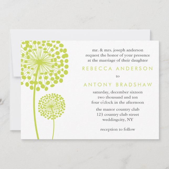Invitation Dandelion souhaite Mariage (Devant)