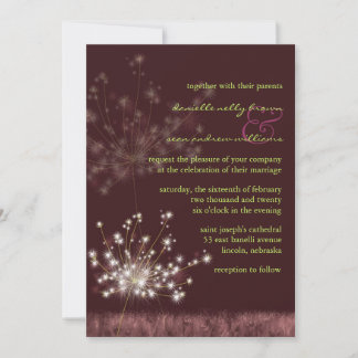 Invitation Dandelions de la prairie en soirée Mariage de Bour