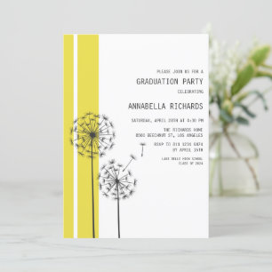 Invitation Dandelions Moderne Jaune fête de graduation