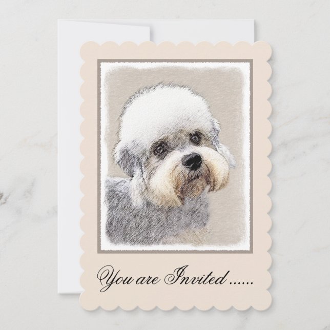 Invitation Dandie Dinmont Terrier Peinture Chien Art original (Devant)