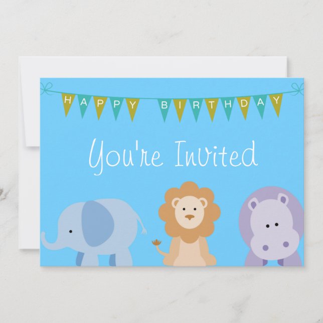 Invitation d'animal d'anniversaire de enfant (Devant)