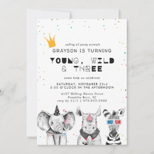 Invitation d'animal de fête simple moderne
