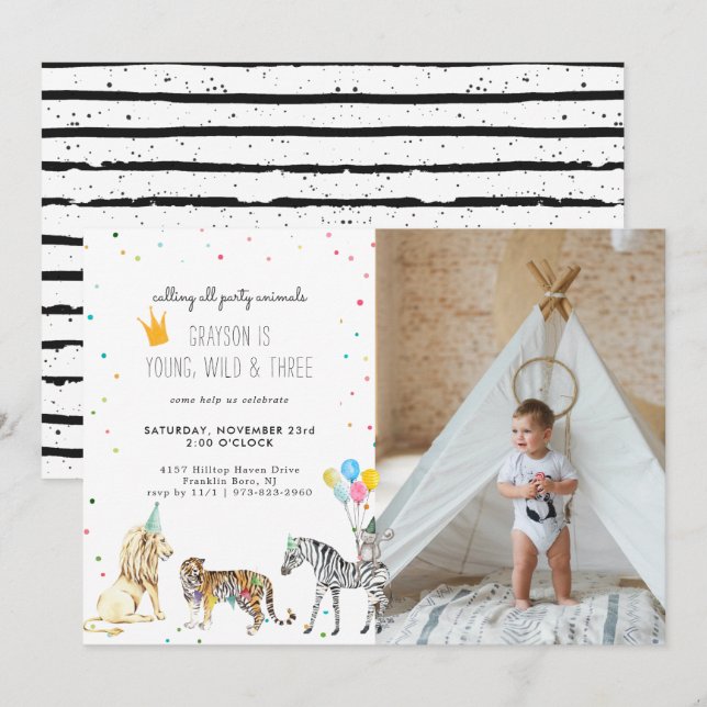 Invitation d'animal de fête simple moderne (Devant / Derrière)