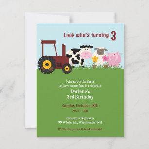 Invitation d'animaux de ferme d'anniversaire