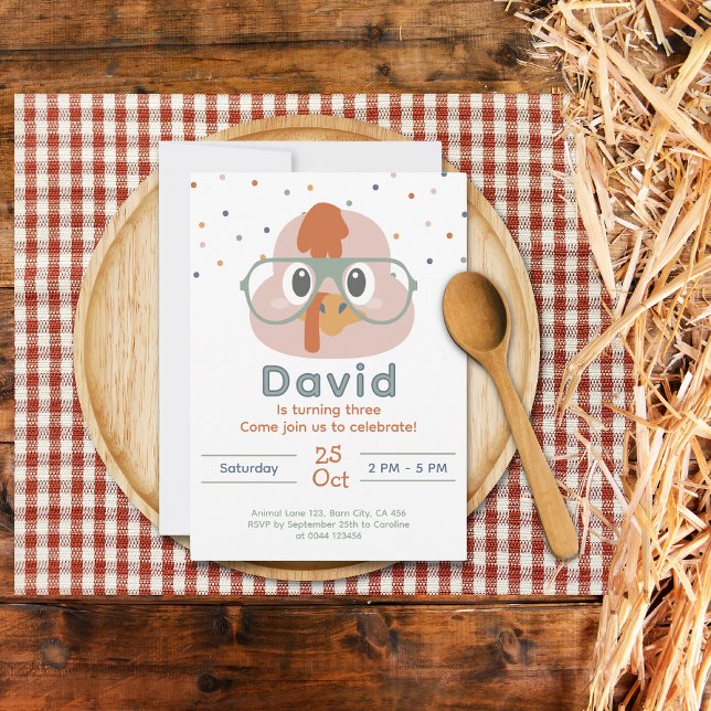 Invitation d'animaux de ferme mignons | Invitation (Farm Animals Birthday Invitation Chicken)