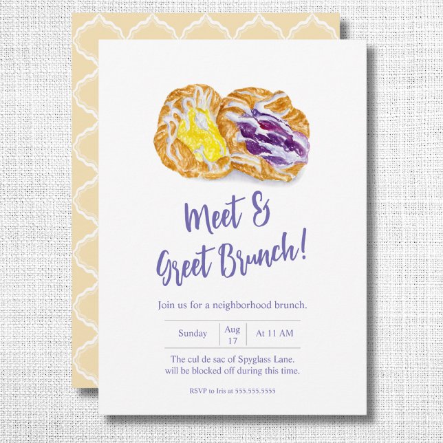 Invitation Danishes aux gelées aquarelles Brunch de quartier (Créateur téléchargé)