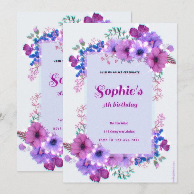 invitation d'anniversaire (Devant / Derrière)