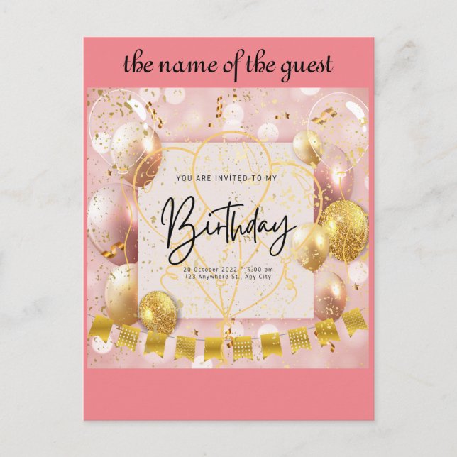 invitation d'anniversaire (Devant)