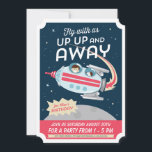 Invitation d'anniversaire<br><div class="desc">Jolie rocketship dans l'espace style rétro anniversaire de enfant invitations de fête</div>