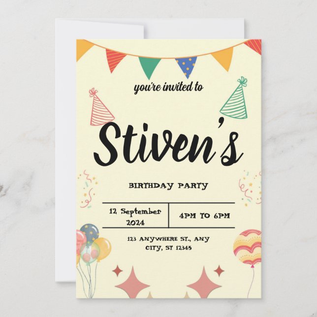 Invitation d'anniversaire (Devant)