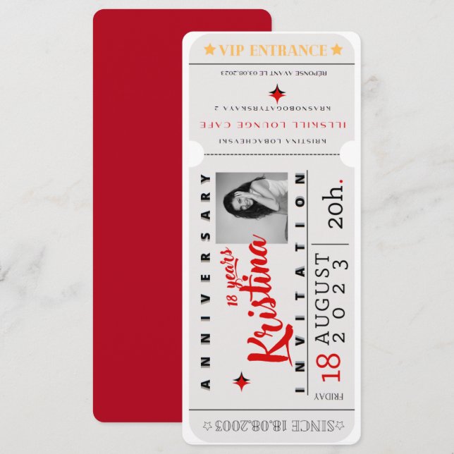 INVITATION D'ANNIVERSAIRE (Devant / Derrière)