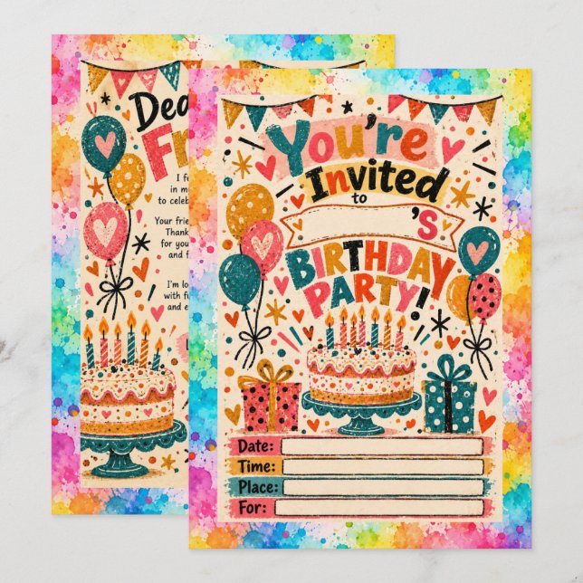 Invitation d'anniversaire  (Devant / Derrière)