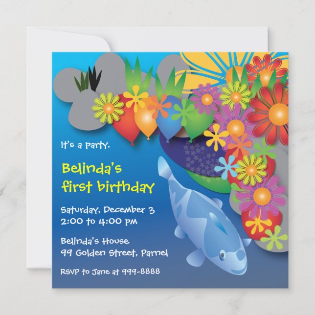 Invitation d'anniversaire : 016 Poisson (Devant)