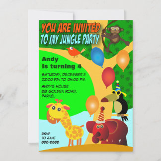 Invitation d'anniversaire 029 : Jungle