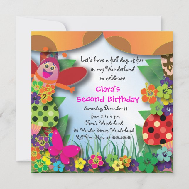 Invitation d'anniversaire 054 : Wonderland (Devant)