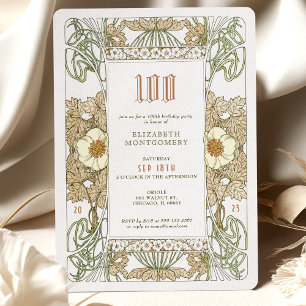 Invitation d'anniversaire 100 ans Art Nouveau par
