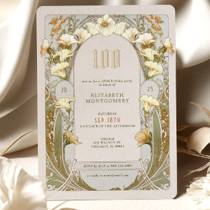 Invitation d'anniversaire 100 ans Art Nouveau par