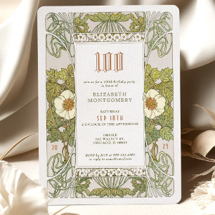 Invitation d'anniversaire 100 ans Art Nouveau par