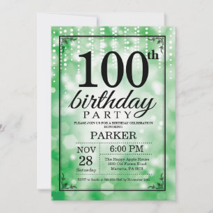 Invitation d'anniversaire 100 ans avec paillettes
