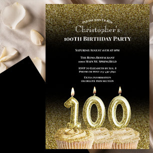 Invitation d'anniversaire 100 ans pour lui noir et
