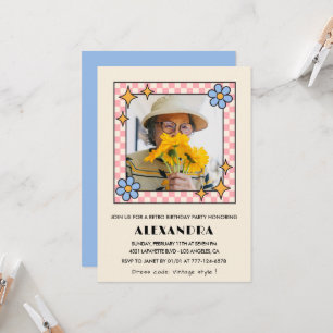 Invitation d'anniversaire 100 ans Rétro Groovy Fle