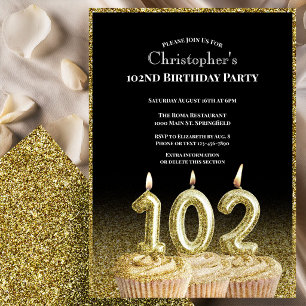 Invitation d'anniversaire 102 ans pour lui noir et