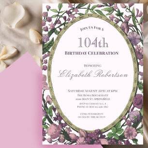 Invitation d'anniversaire 104 ans pour femme avec