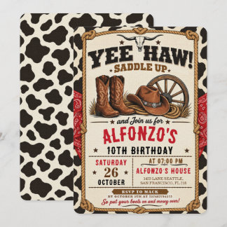Invitation d'anniversaire 10 ans Cowboy Cowgirl We