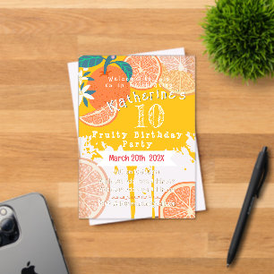 Invitation d'anniversaire 10 ans Orange Fruité
