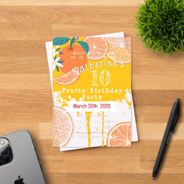 Invitation d'anniversaire 10 ans Orange Fruité (Insitu (Carte d'invitation))