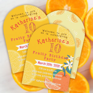 Invitation d'anniversaire 10 ans Orange Fruité