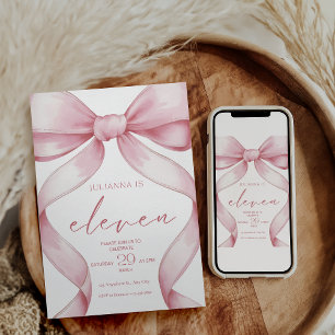 Invitation d'anniversaire 11 ans Coquette Rose Inv