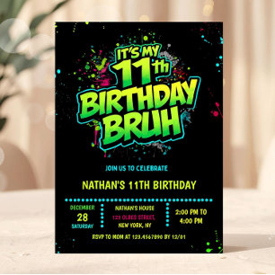 Invitation d'anniversaire 11 ans garçon style graf