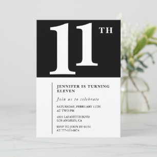 Invitation d'anniversaire 11 ans pour filles noir