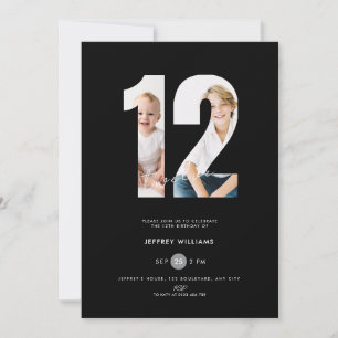 Invitation d'anniversaire 12 ans avec photo pour g