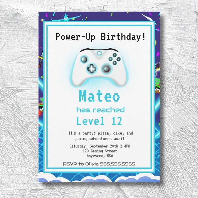 Invitation d'anniversaire 12 ans Epic Gamer Happy  (Créateur téléchargé)