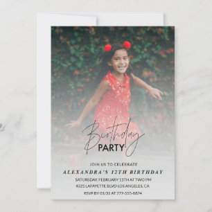 Invitation d'anniversaire 12 ans Photo de fête d'a