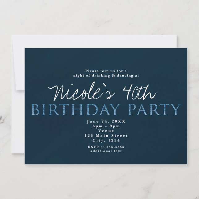 Invitation d'anniversaire 13 ans Bleu 13 (Devant)