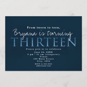 Invitation d'anniversaire 13 ans Bleu 13